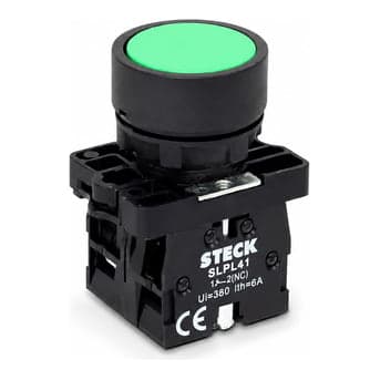 Pulsador rasante PVC STECK SLPRN210 · verde 22mm 1NA