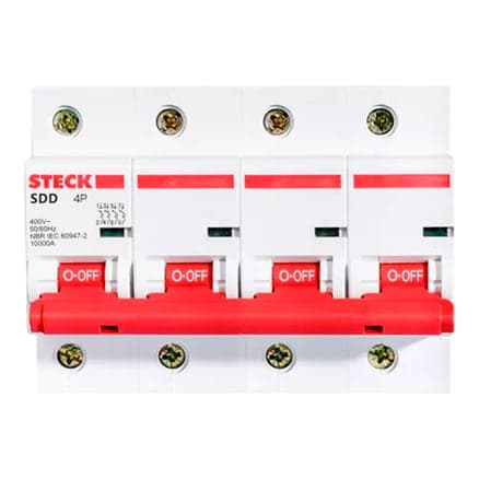 Imagen referencial de la serie: Interruptor termomagnético STECK SDD4C100 · 4P 100A 10kA 230VAC curva C
