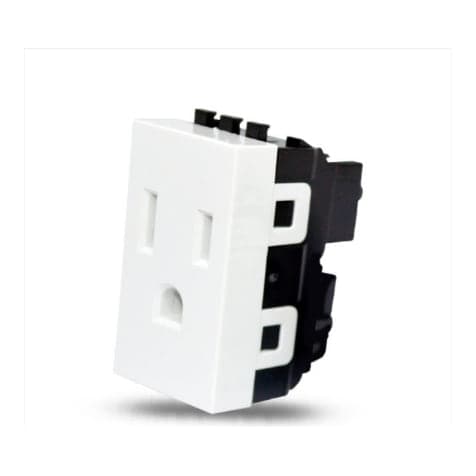 Módulo tomacorriente simple STECK 858060B · 2P+T 15A usa lyra