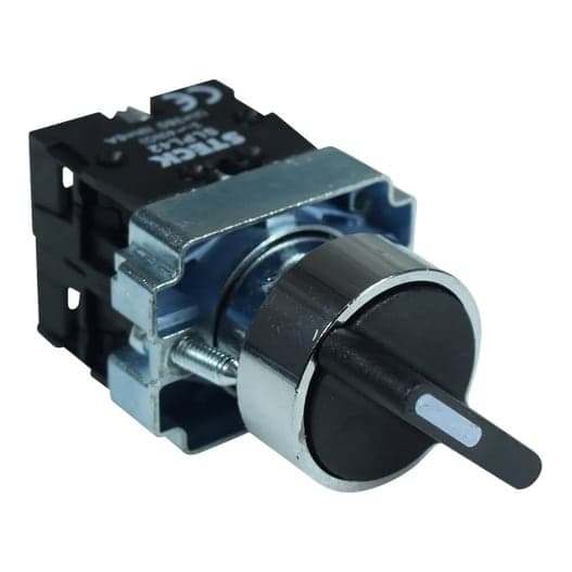 Selector maneta corta STECK SLMM8T020 · 3 posic metal negro 22mm 2NA