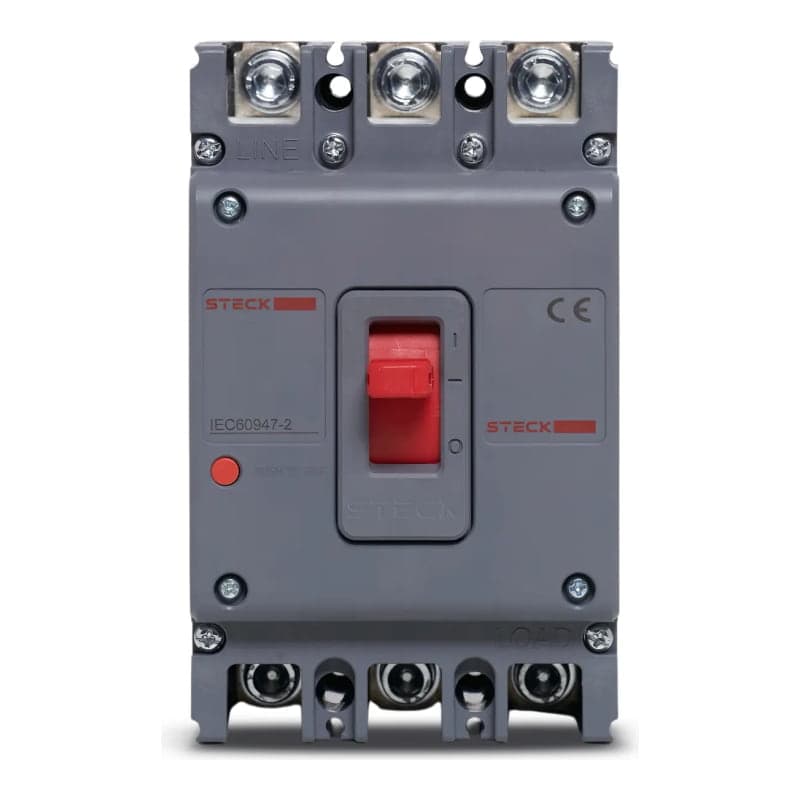 Imagen referencial de la serie: Interruptor de caja moldeada STECK SDJH100 · 3P fijo 100A 65kA 220VAC frame 100