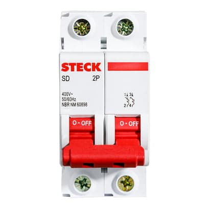 Imagen referencial de la serie: Interruptor termomagnético STECK SDZD62C63 · 2P 63A 10kA 230VAC curva C