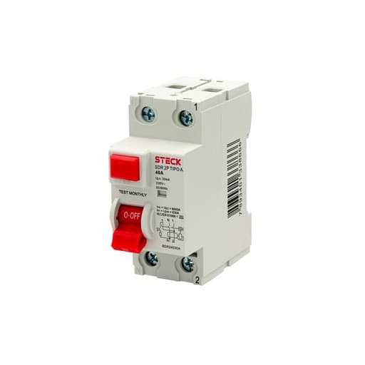 Interruptor diferencial STECK SDR24030A · 2P 40A 30mA 230V tipo A, Iec61008