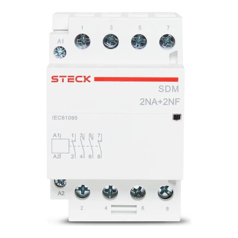 Imagen referencial de la serie: Contactor modular STECK SDM4004M · 4P 40A 4NC bobina 220VAC