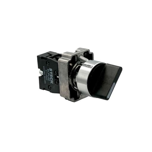 Selector maneta corta STECK SLMM8D010 · 2 posic metal negro 22mm 1NA