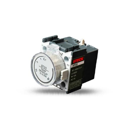 Bloque temporizador neumático al trabajo STECK ST22 · 0.1 - 30Seg (Contactor)