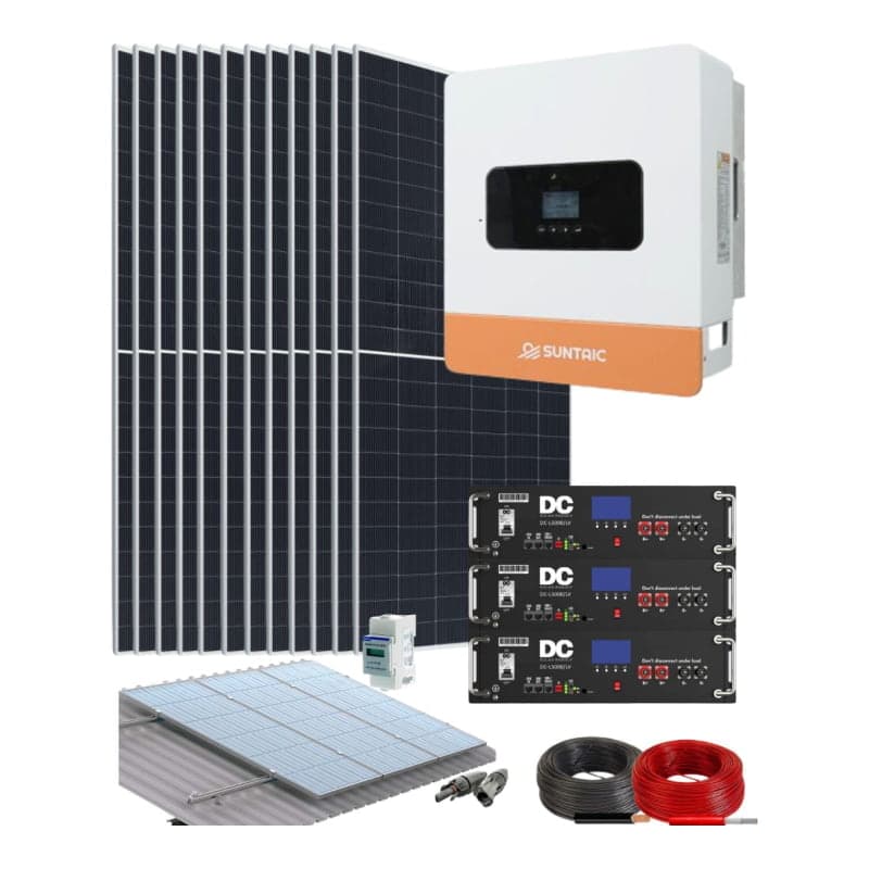 Kit solar híbrido con baterías de litio SUNTAIC Pylontech · 6000W 48V 33.21kWh/día (SUNTAIC-KIT-HIBRIDO-PYLONTECH-6000W-48V-33.21KWH/DIA)