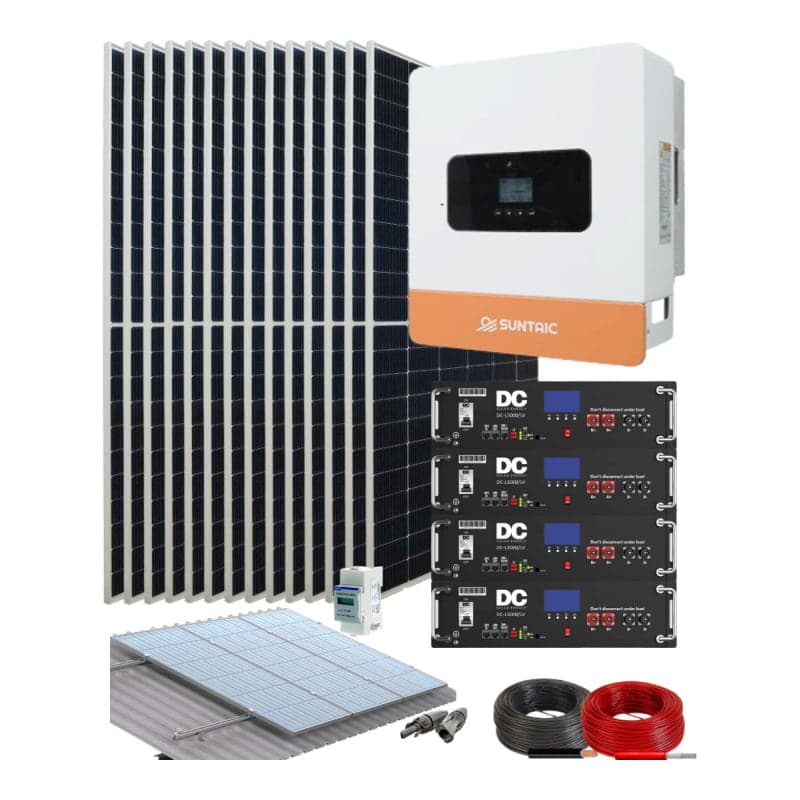 Kit solar híbrido SUNTAIC Pylontech · 6000W 48V 39.69kWh/día con baterías de litio (SUNTAIC-KIT-HIBRIDO-PYLONTECH-6000W-48V-39.69KWH/DIA)