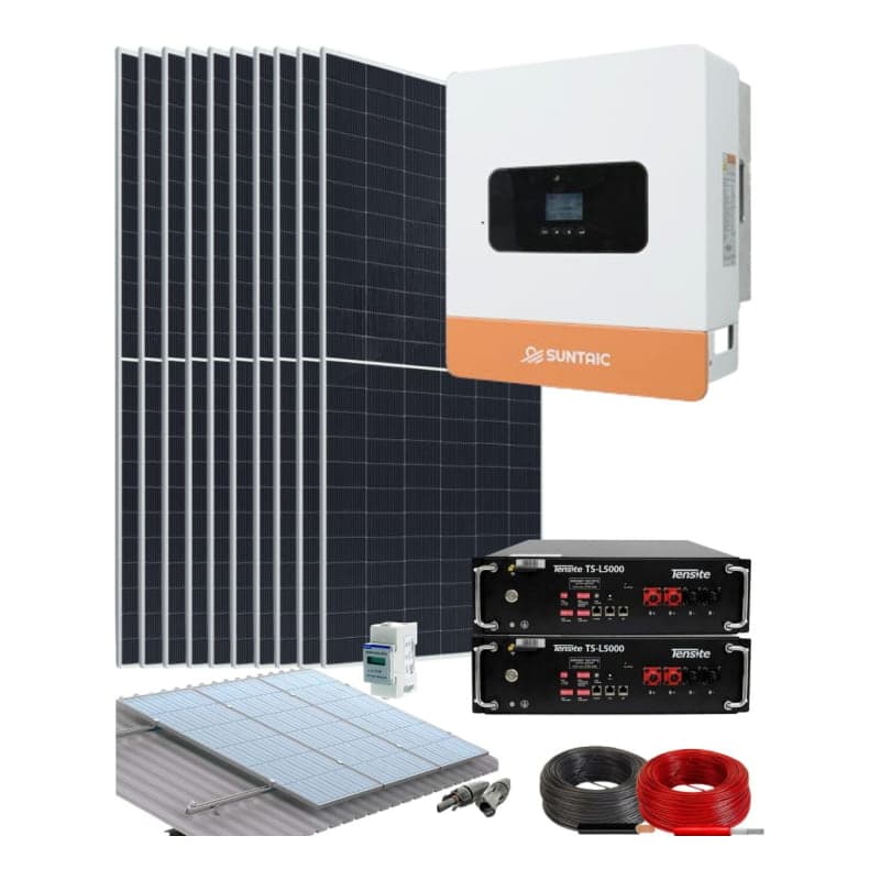 Kit solar híbrido SUNTAIC Tensite · 6000W 48V 28.35kWh/día con baterías de respaldo de litio (SUNTAIC-KIT-HIBRIDO-TENSITE-6000W-48V-28.35KWH/DIA)
