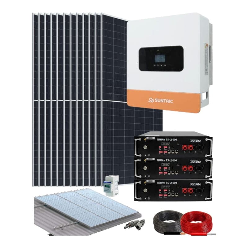 Kit solar híbrido con baterías de litio de respaldo SUNTAIC · 6000W 48V 33.21kWh/día (SUNTAIC-KIT-HIBRIDO-6000W-48V-33.21KWH/DIA)