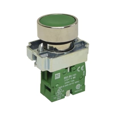 Pulsador NO luminoso rasante TC RCB2-BA31 · verde 22mm 1NA IP65