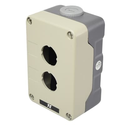 Caja vacía metálica para pulsador TC · 2 orificios 22mm (TC-CAJA-VACIA-METALICA-2-22MM)