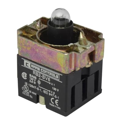 Cuerpo de luz piloto TC RB2-BV6 · 22mm 130VAC incandescente con lámpara 2.6W