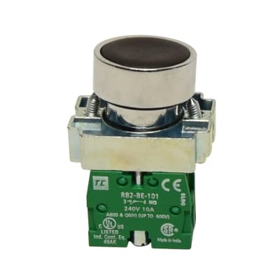 Pulsador NO luminoso rasante TC RCB2-BA21 · negro 22mm 1NA IP65