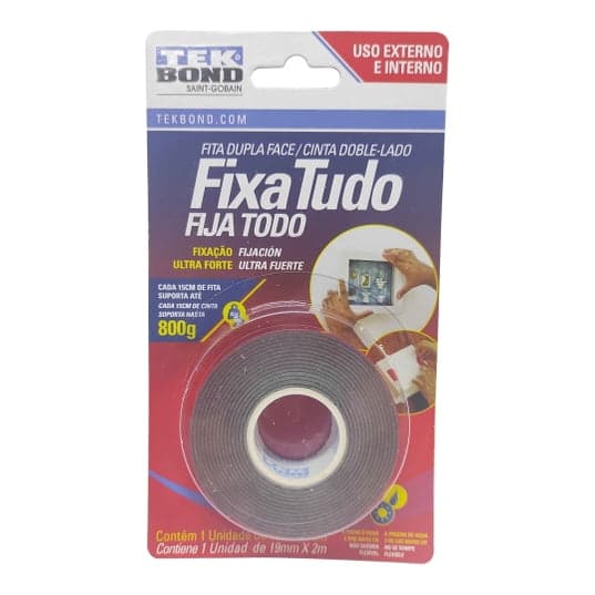 Cinta acrílica doble contacto TEK BOND CDC-2MT · exter. 19mm X 1mm X 2m