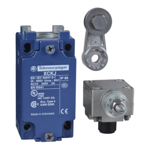 Interruptor fin carrera metal palanca con rold TELEMECANIQUE XCKJ10513 · 1NA+1NC osisense