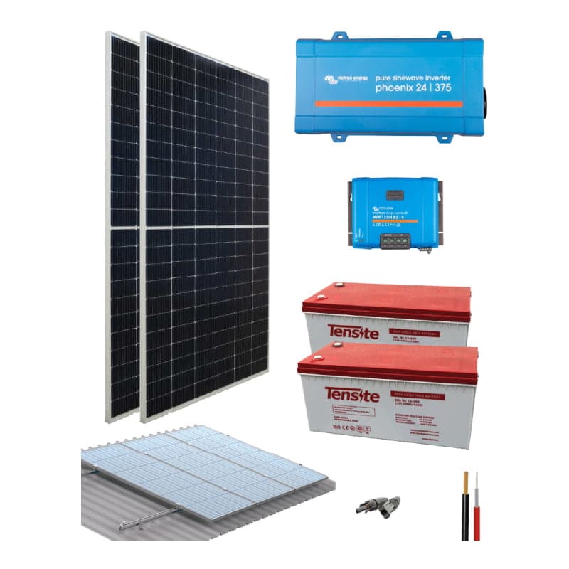 Kit aislado para vivienda TENSITE · 300W 24V 5490Wh/día (TENSITE-KIT-AISLADO-300W-24V-5490WH/DIA)