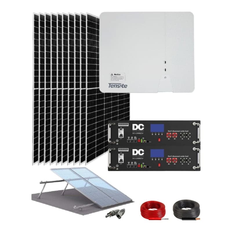 Kit solar híbrido con baterías TENSITE · 5500W 48V 27.45kWh/día (TENSITE-KIT-HIBRIDO-5500W-48V-27.45KWH/DIA)