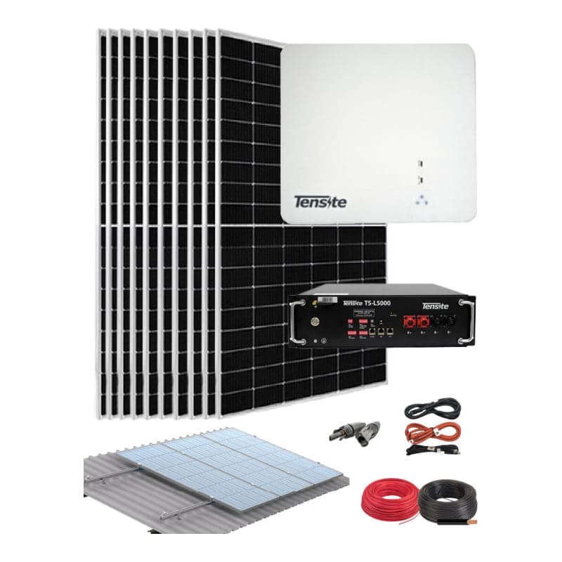 Kit fotovoltaico híbrido TENSITE · 5kW 23000Wh/día (TENSITE-KIT-FOTOVOLTAICO-HIBRIDO-5KW-23000WH/DIA)