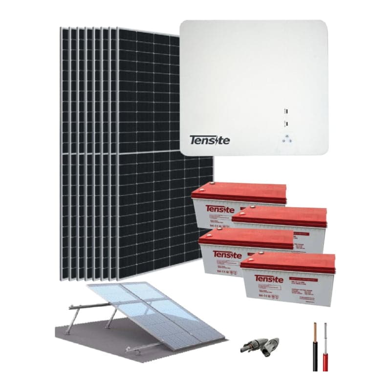 Kit solar híbrido TENSITE · 4kW 48V 8235Wh/día con baterías (TENSITE-KIT-HIBRIDO-4KW-48V-8235WH/DIA-BAT)