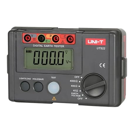 Probador de resistencia de tierra UNI-T UT522 · rango 0.01 Ω A 4000 Ω, metodo de 2, 3