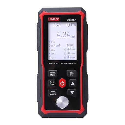 Medidor de espesor ultrasónico UNI-T UT345A · rango de 1.2-225mm, frecuencia 5 mhz