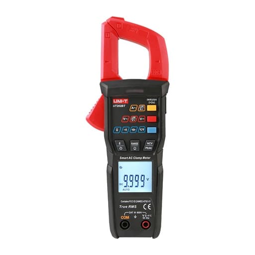 Pinza amperimétrica digital UNI-T UT202BT · 600A AC, true RMS, medición de temperatura Y