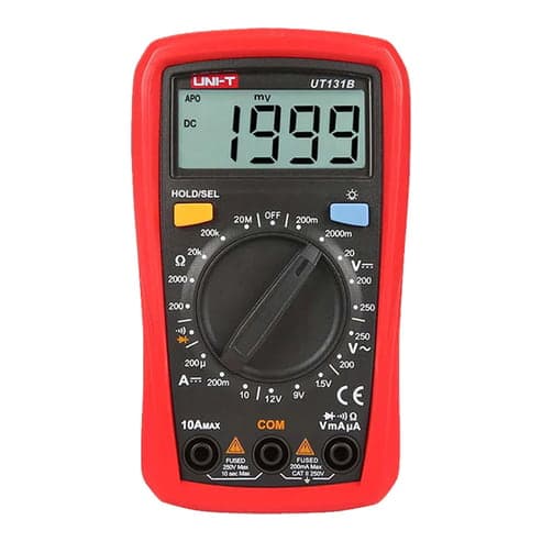 Multímetro digital básico UNI-T UT-131B · rango, medición de voltaje, corriente Y resisten