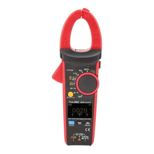 Pinza amperimétrica digital UNI-T UT216D · 600A AC/DC, true RMS, medición de temperatura
