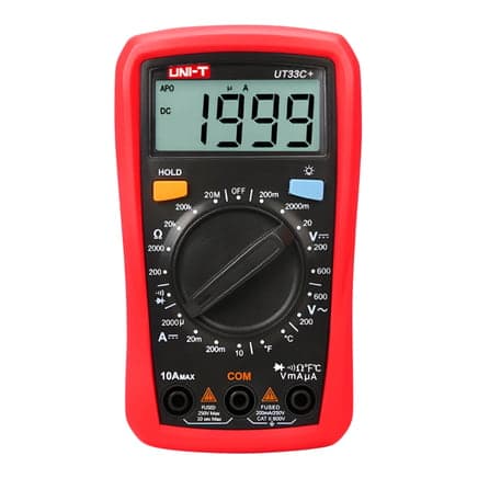 Multímetro digital UNI-T UT-33C+ · medición de temperatura, rango hasta 600V