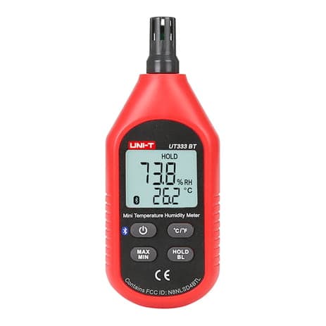 Termohigrometro digital UNI-T UT333BT · temperatura -10 °C A 60 °C, humedad 0-100 % RH