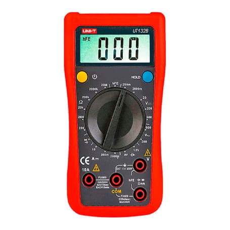 Multímetro digital UNI-T UT132B · voltaje hasta 600V, corriente 10A, con retencion de D
