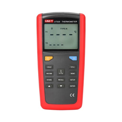 Termómetro de contacto UNI-T UT325 · 2 canales, compatible con tipo K, J, T, E, R, S