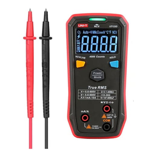 Multímetro inteligente UNI-T UT-123D · medición de temperatura Y detección de fuego en cab