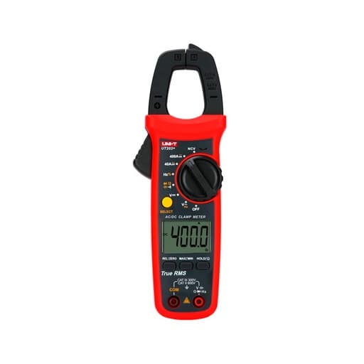 Pinza amperimétrica digital UNI-T UT203+ · 400A AC/DC, true RMS, medición de temperatura