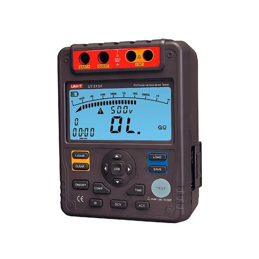 Megóhmetro digital UNI-T UT513A · 5000V, hasta 1000 GΩ