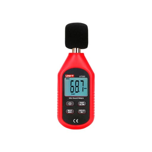 Sonometro digital UNI-T UT353 · rango 30-130 db, ponderacion tipo A, resolucion 0.1 db