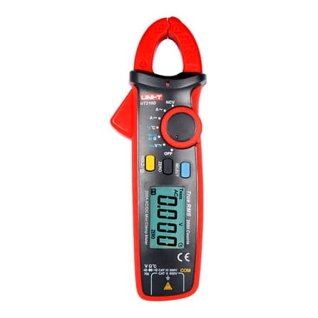 Pinza amperimétrica digital UNI-T UT210D · 200A AC/DC, true RMS, con medición de temperat
