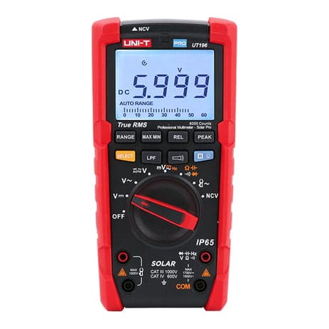 Multímetro para electricistas UNI-T UT196 · true RMS IP65, CAT IV 600V, alta seguridad