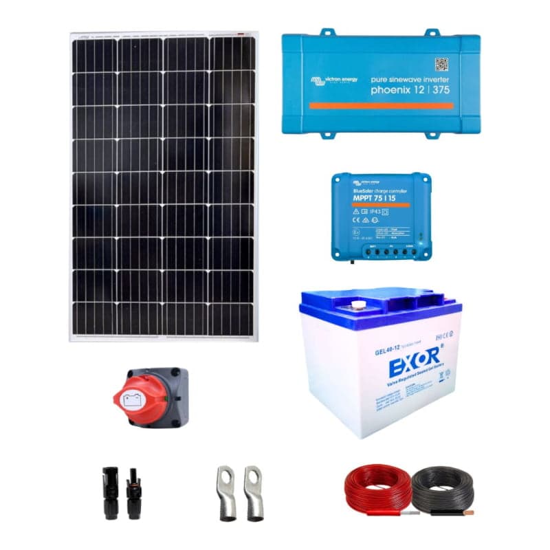 Kit solar aislado para camping VICTRON Phoenix · 300W 12V 450Wh/día (VICTRON-KIT-SOLAR-AISL-CAMPING-PHOENIX-300W-12V-450WH/DIA)