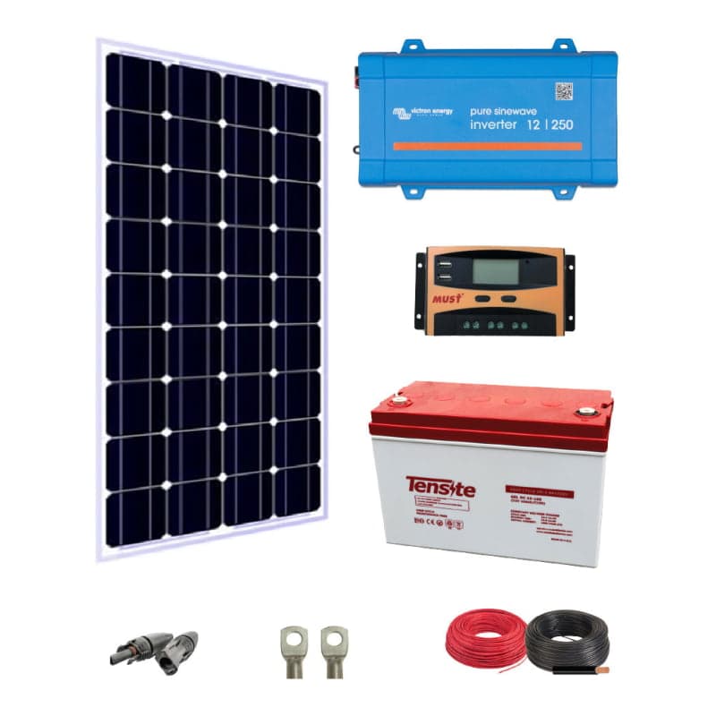 Kit solar básico para iluminación VICTRON · 200W 12V (VICTRON-KIT-AISLADO-200W-12V)