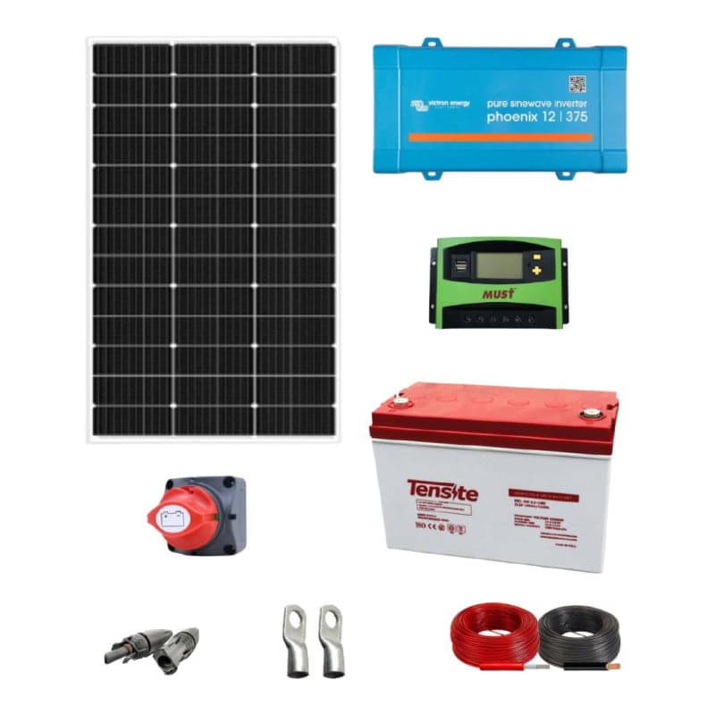 Kit solar con batería para camper VICTRON · 300W 12V 675Wh/día (VICTRON-KIT-SOLAR-BAT-CAMPER-300W-12V-675WH/DIA)