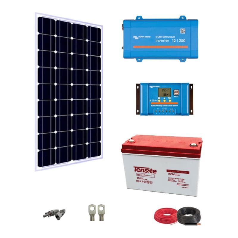 Kit solar fotovoltaico VICTRON BlueSolar · 675Wh/día 200W 12V (VICTRON-KIT-AISLADO-BLUESOLAR-675WH/DIA-200W-12V)