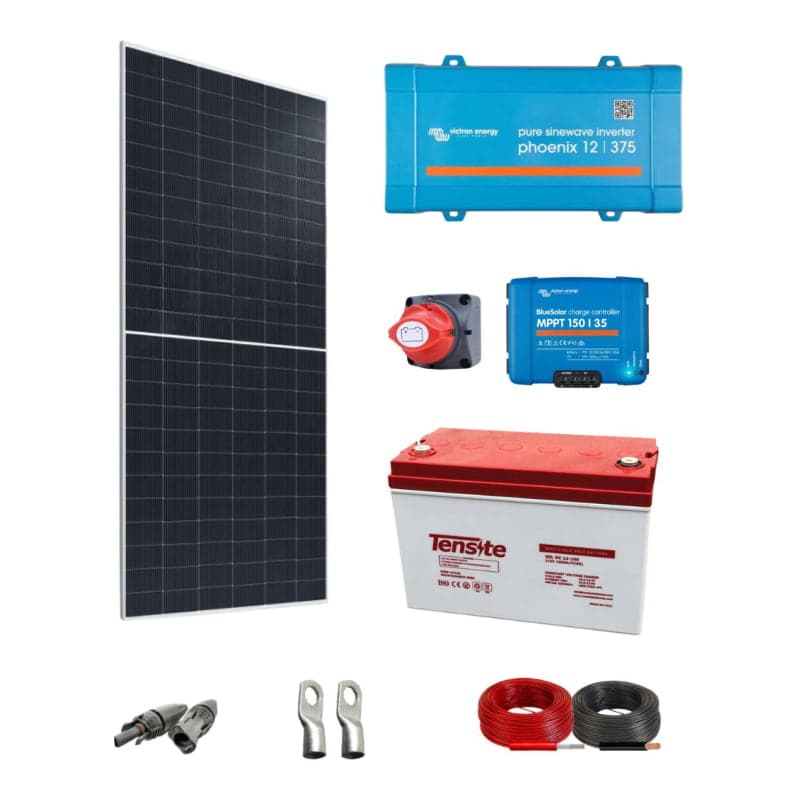 Kit panel solar para TV VICTRON · 300W 12V 2768Wh/día (VICTRON-KIT-AISLADO-TV-300W-12V-2768WH/DIA)
