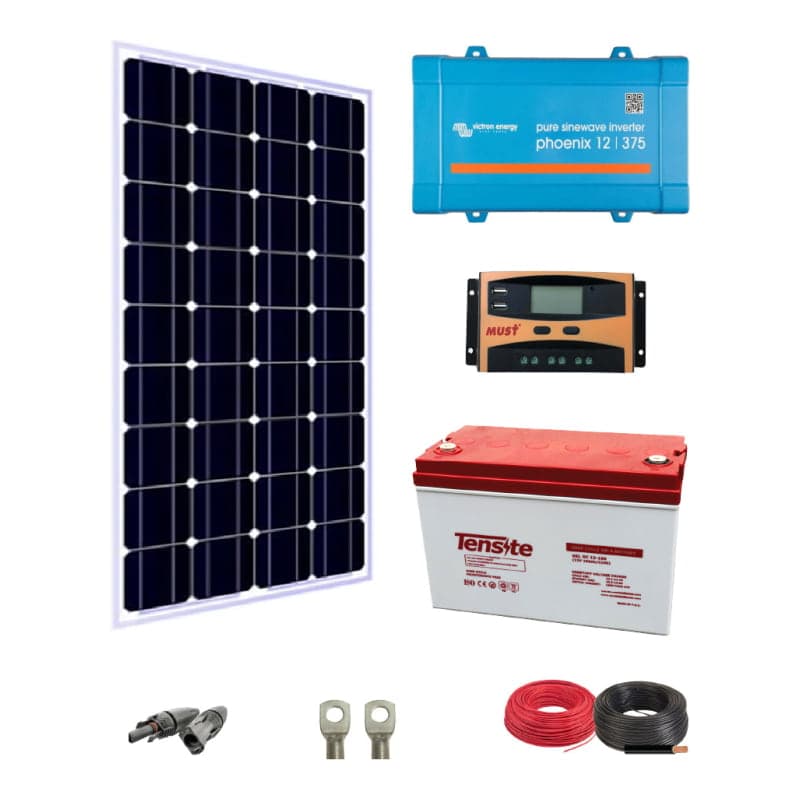 Kit solar básico aislado VICTRON · 675Wh/día 300W 12V (VICTRON-KIT-AISLADO-675WH/DIA-300W-12V)