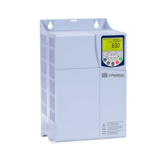 Imagen referencial de la serie: Variador de velocidad WEG CFW500E39P0T4DB20G2 · 18.7kW / 25HP, 39A, 380-480V, trifásico