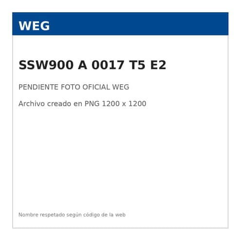 Arrancador suave WEG SSW900 A 0017 T5 E2 · 200-575VAC, 17A, 6HP/220VAC, 12.5HP/440VAC (SSW900-A-0017-T5-E2)