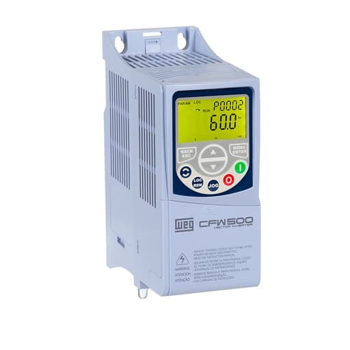 Imagen referencial de la serie: Variador de velocidad WEG CFW500 A 04P3 B2 NB20H00G2 · 0.75kW / 1HP, 4.3A, 200-240V, trifásico (WEG-VARIADOR-VELOCIDAD-0.75KW-4.3A-200-2)