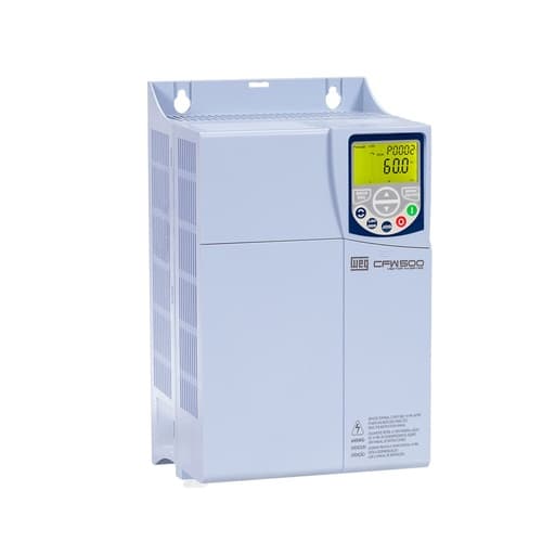 Imagen referencial de la serie: Variador de velocidad WEG CFW500 D 33P0 T2 DB20H00G2 · 9kW / 12HP, 33A, 200-240V, trifásico (WEG-VARIADOR-VELOCIDAD-9KW-33A-200-240V)