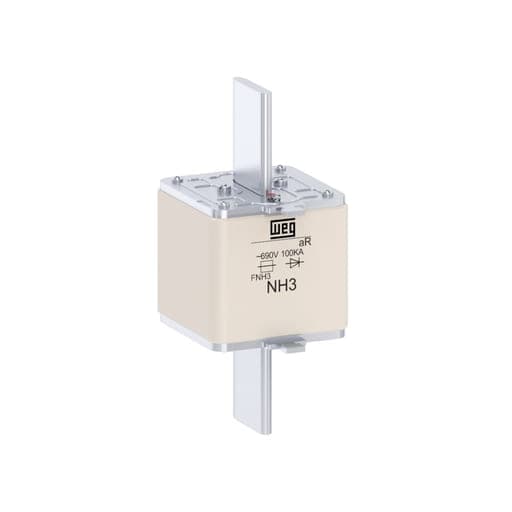 Fusible ultrarrápido NH aR WEG FNH3-500K-A · 500A / 690V / 100kA / tamaño 3